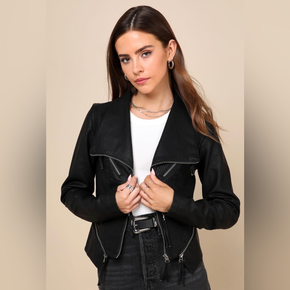 Lulus black vegan leather jacket